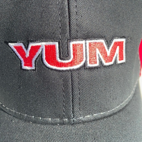 YUM Embroidered Red and Black baseball cap hat. Unisex style One size fits most. - Picture 5 of 11